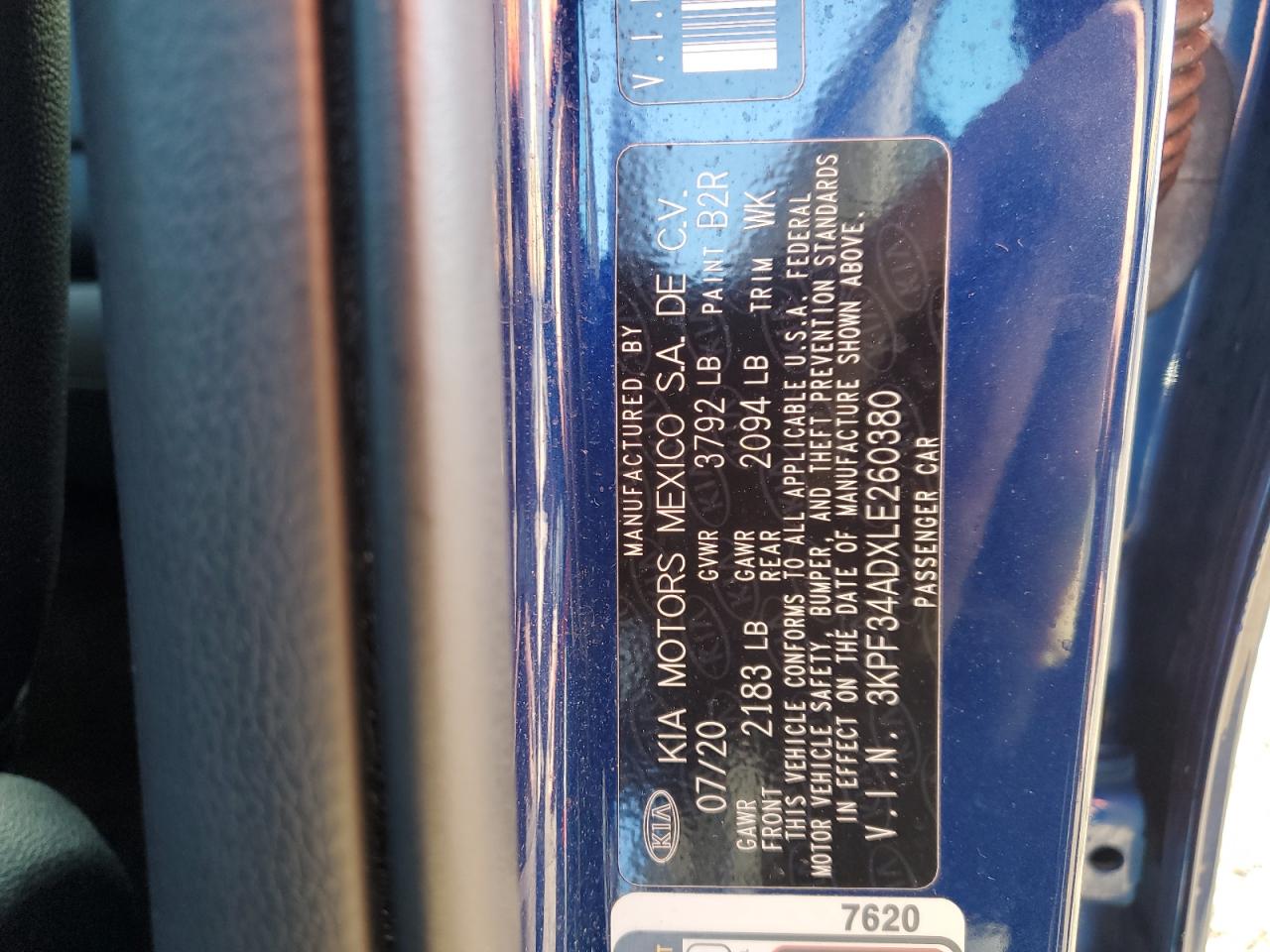 2020 Kia Forte Gt Line VIN: 3KPF34ADXLE260380 Lot: 87310925