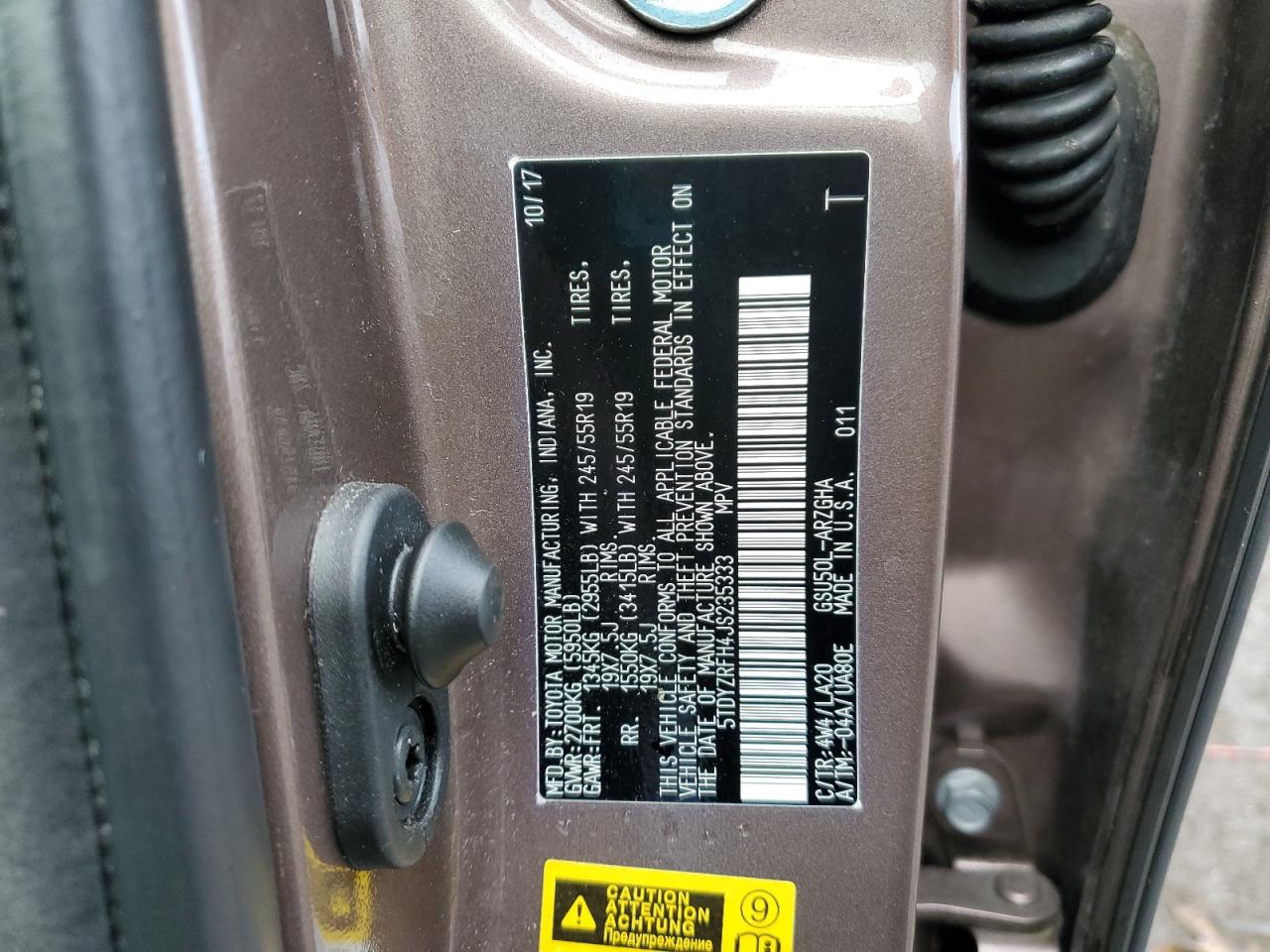 2018 Toyota Highlander Limited VIN: 5TDYZRFH4JS235333 Lot: 86303405