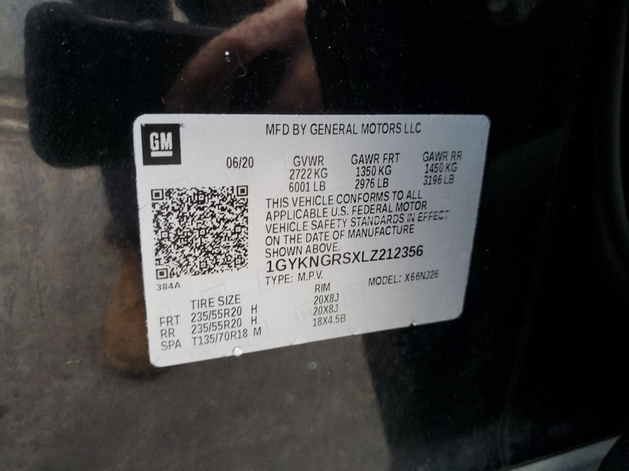 2020 Cadillac Xt5 Sport VIN: 1GYKNGRSXLZ212356 Lot: 90536735