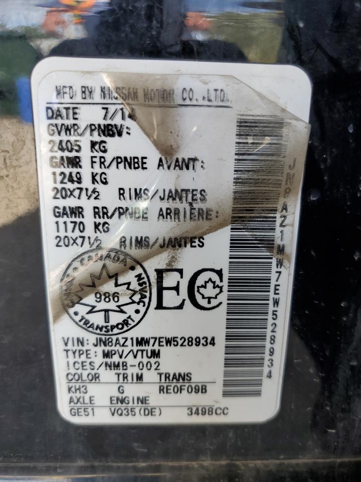 2014 Nissan Murano S VIN: JN8AZ1MW7EW528934 Lot: 80286495