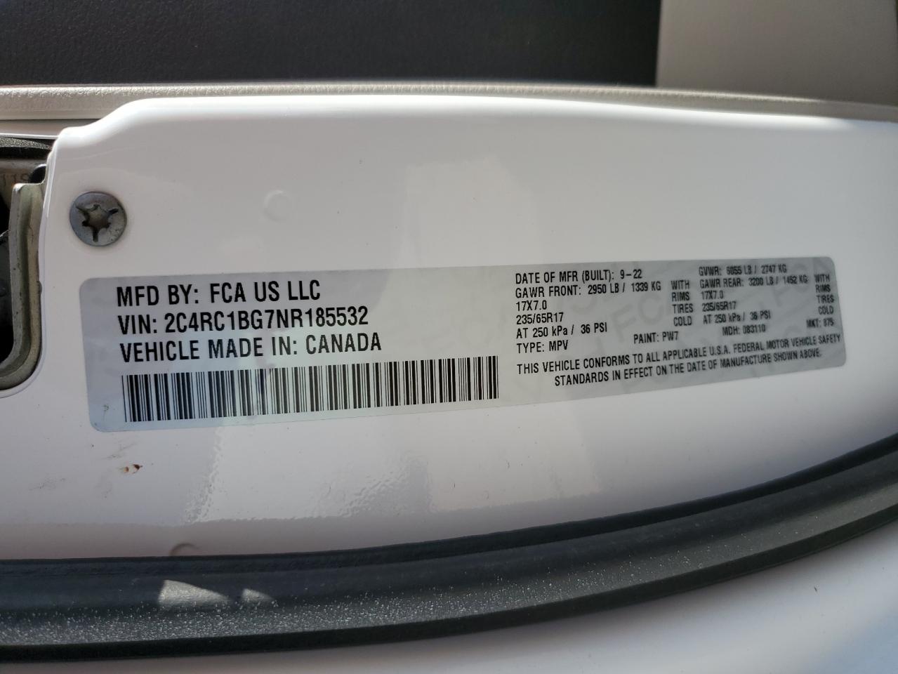 2022 Chrysler Pacifica Touring L VIN: 2C4RC1BG7NR185532 Lot: 89804195