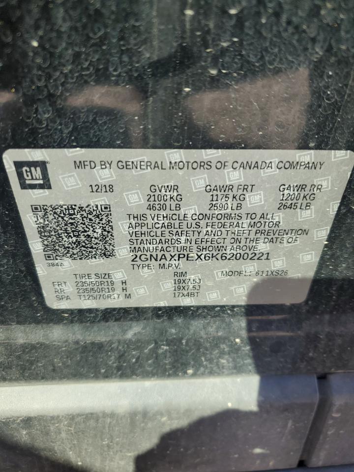 2019 Chevrolet Equinox Premier VIN: 2GNAXPEX6K6200221 Lot: 84745615