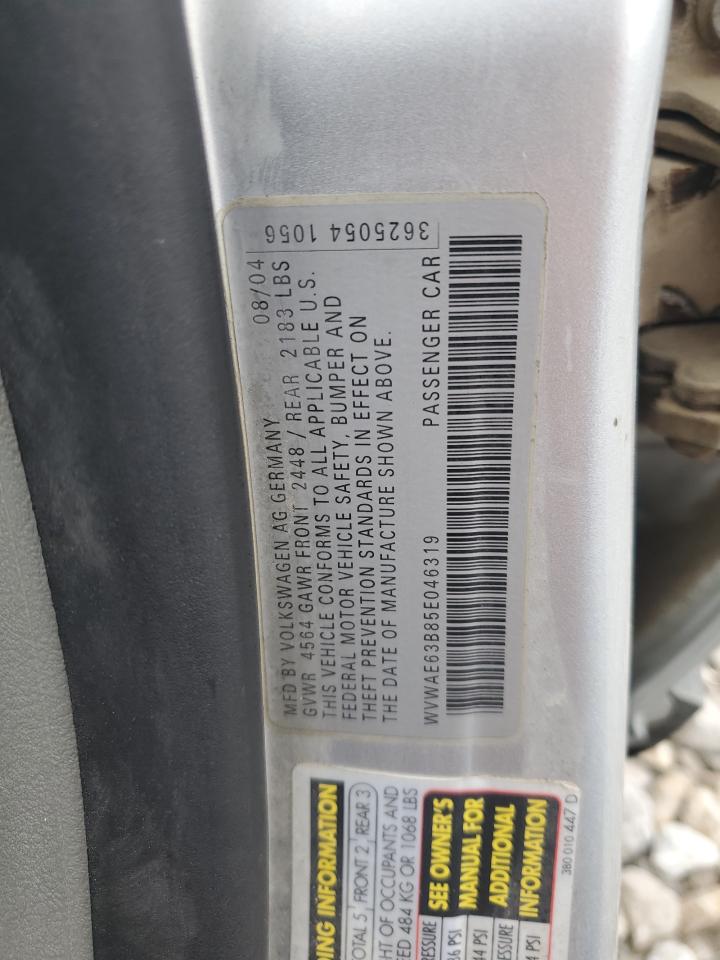 2005 Volkswagen Passat Gls Tdi VIN: WVWAE63B85E046319 Lot: 84974765