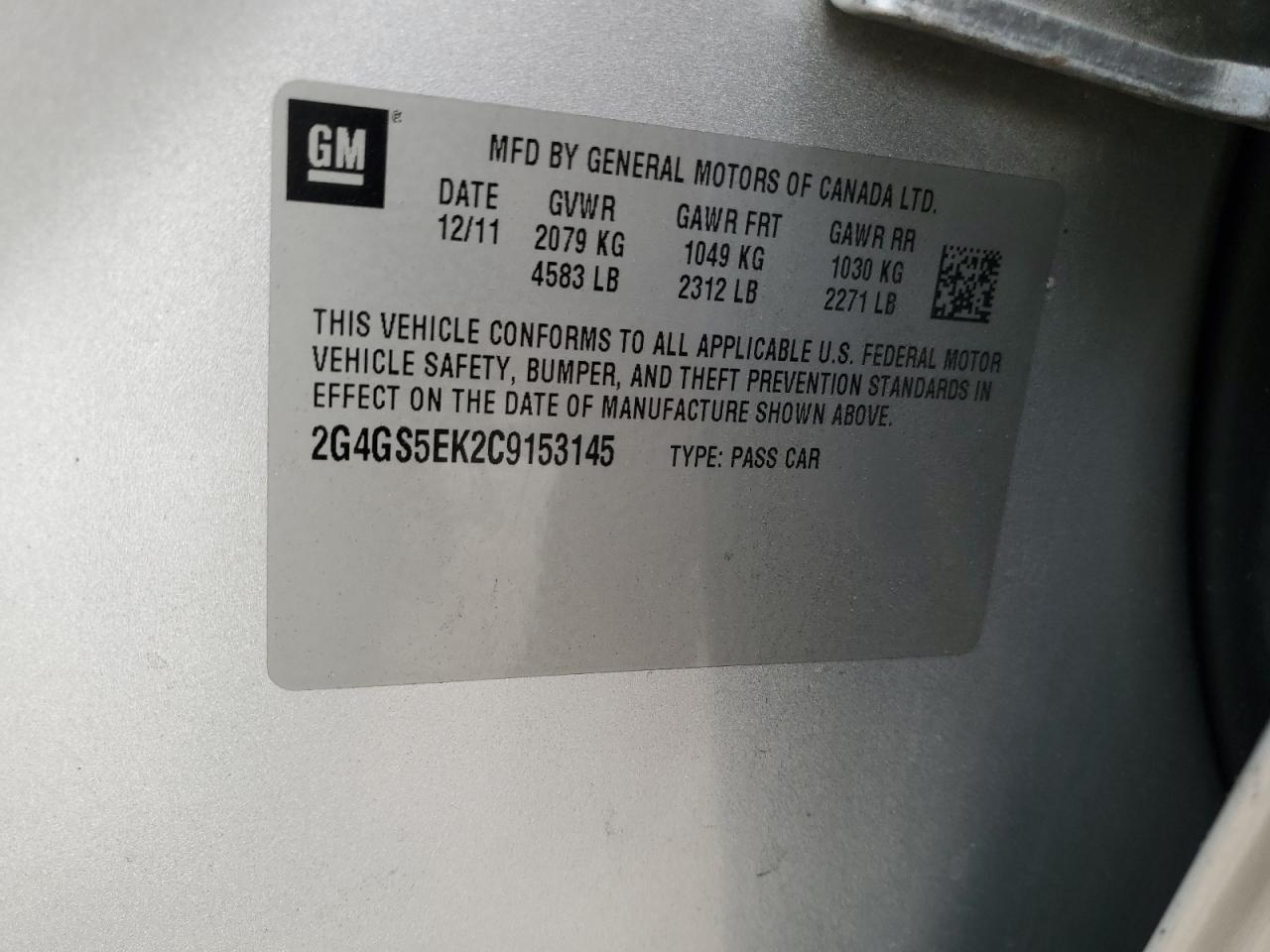 2012 Buick Regal Premium VIN: 2G4GS5EK2C9153145 Lot: 89457815