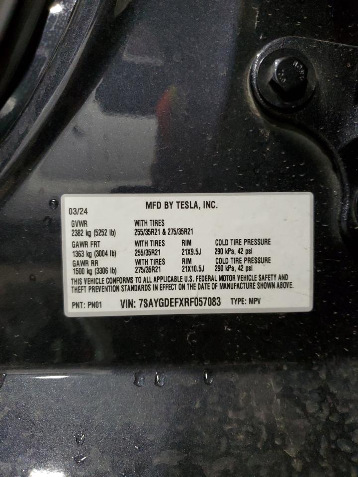 2024 Tesla Model Y VIN: 7SAYGDEFXRF057083 Lot: 89928705