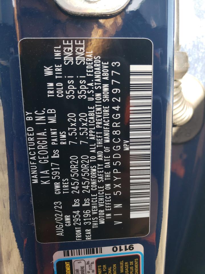 2024 Kia Telluride Sx VIN: 5XYP5DGC8RG429773 Lot: 84792215