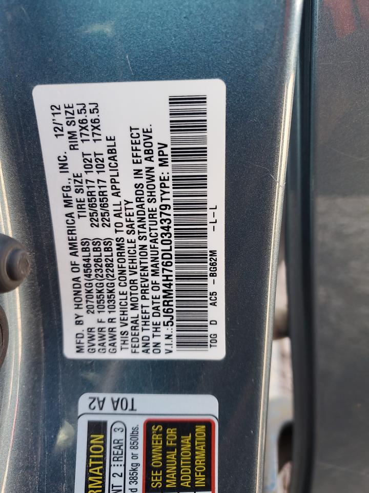 2013 Honda Cr-V Exl VIN: 5J6RM4H76DL034379 Lot: 89451005