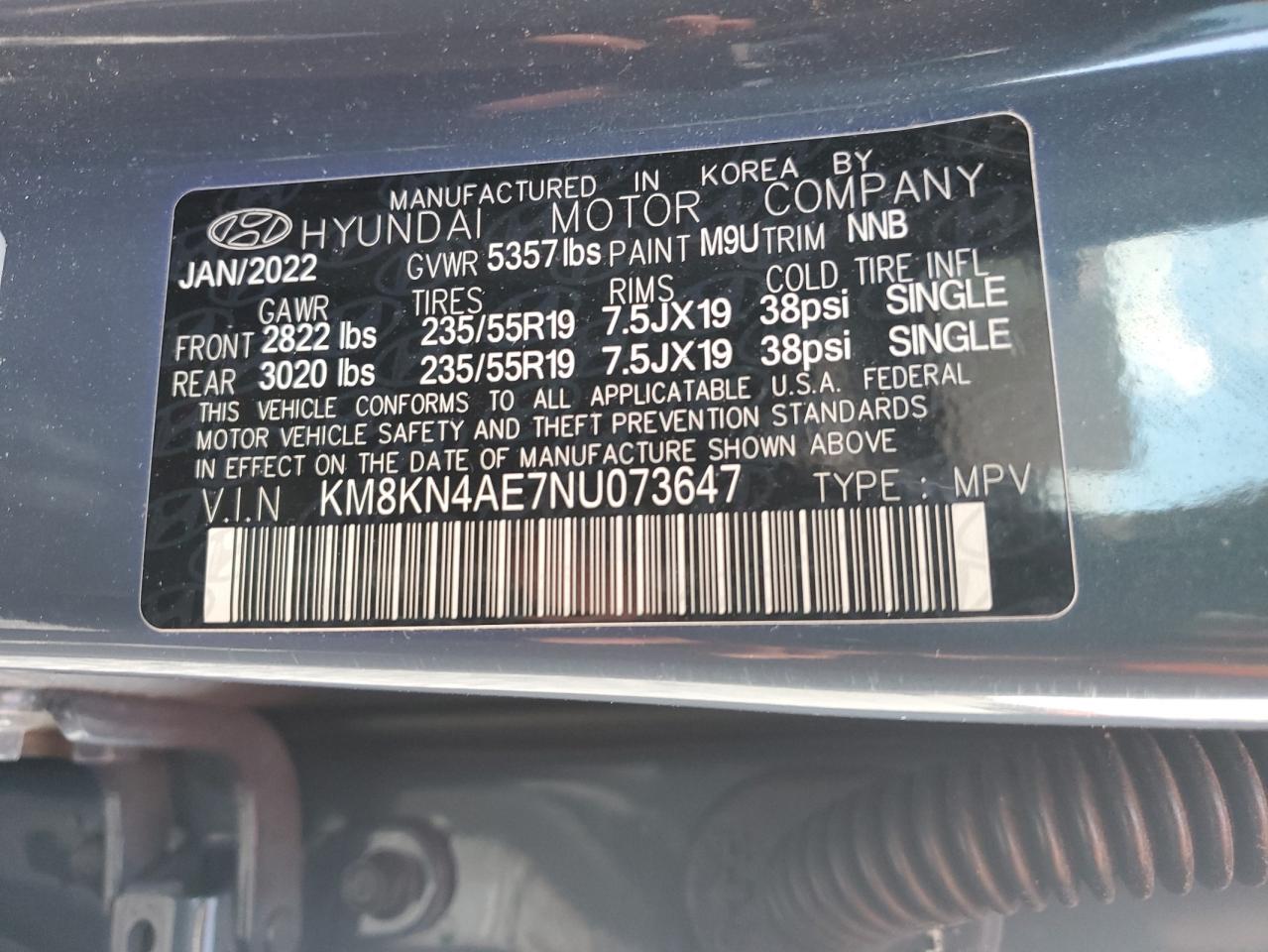 2022 Hyundai Ioniq 5 Sel VIN: KM8KN4AE7NU073647 Lot: 87372915