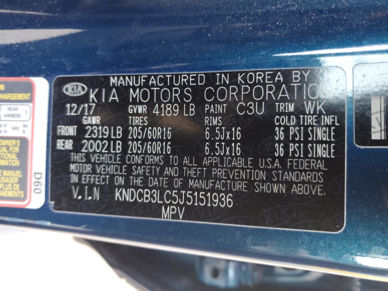 2018 Kia Niro Fe VIN: KNDCB3LC5J5151936 Lot: 84387205