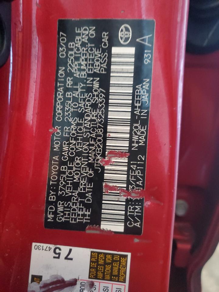 2007 Toyota Prius VIN: JTDKB20U873253397 Lot: 82556355