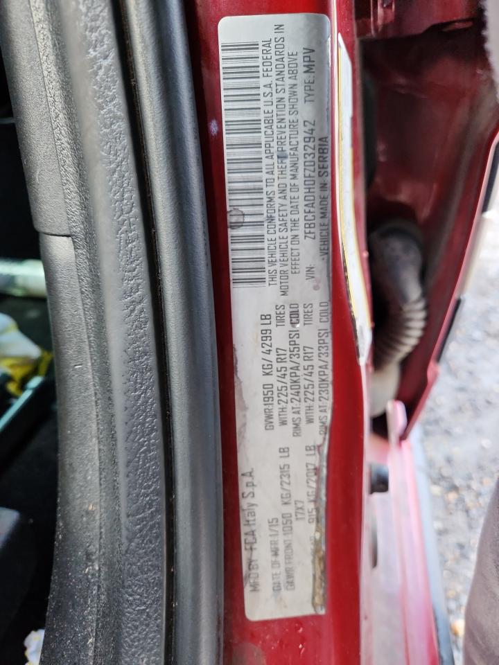 2015 Fiat 500L Trekking VIN: ZFBCFADH0FZ032942 Lot: 84798425