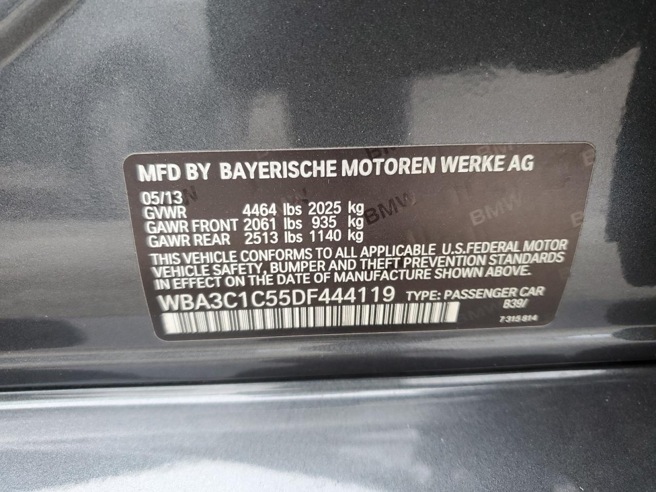2013 BMW 328 I Sulev VIN: WBA3C1C55DF444119 Lot: 85563655
