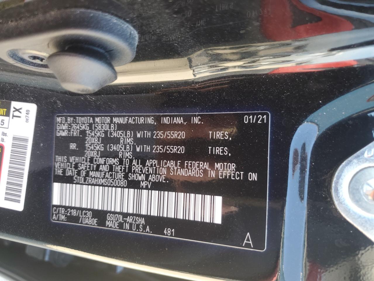 2021 Toyota Highlander Xse VIN: 5TDLZRAHXMS050080 Lot: 86885785