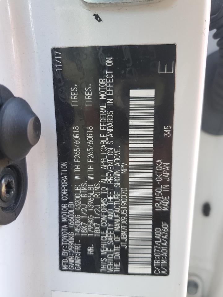 2018 Lexus Gx 460 VIN: JTJBM7FX9J5190070 Lot: 90257585