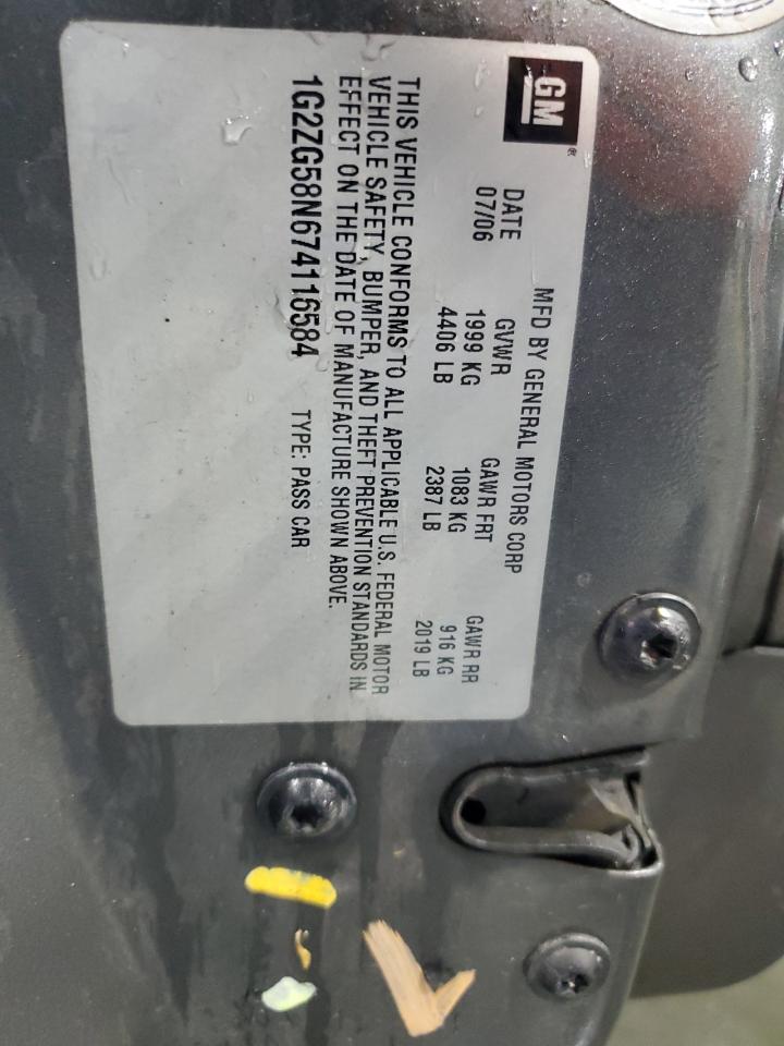 2007 Pontiac G6 Base VIN: 1G2ZG58N674116584 Lot: 90212765