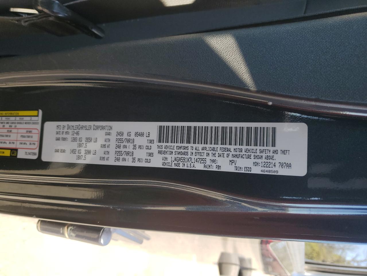 2007 Jeep Wrangler Sahara VIN: 1J4GA591X7L147255 Lot: 82341025