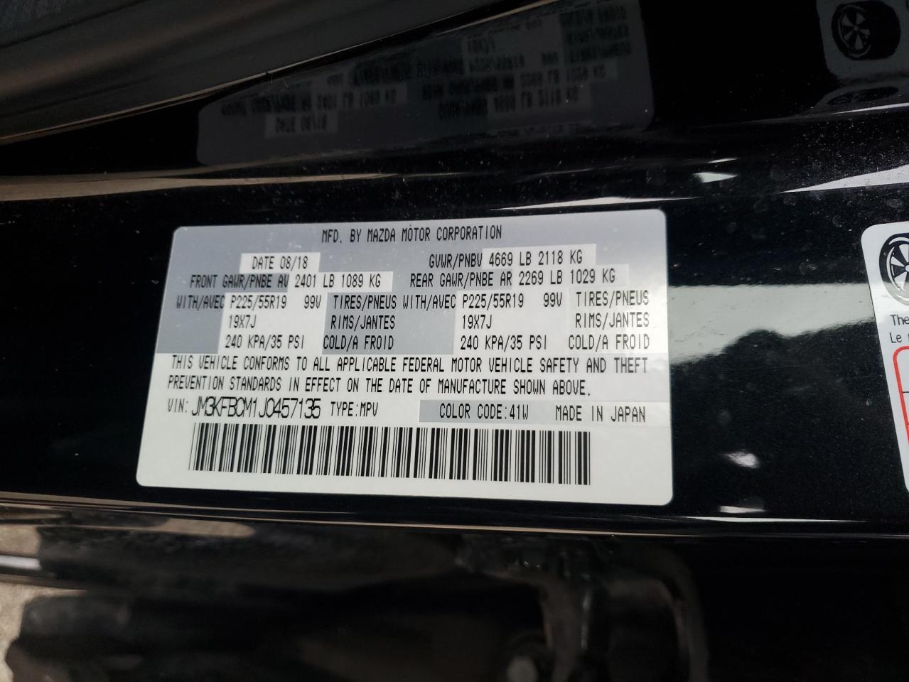 2018 Mazda Cx-5 Touring VIN: JM3KFBCM1J0457135 Lot: 87201955