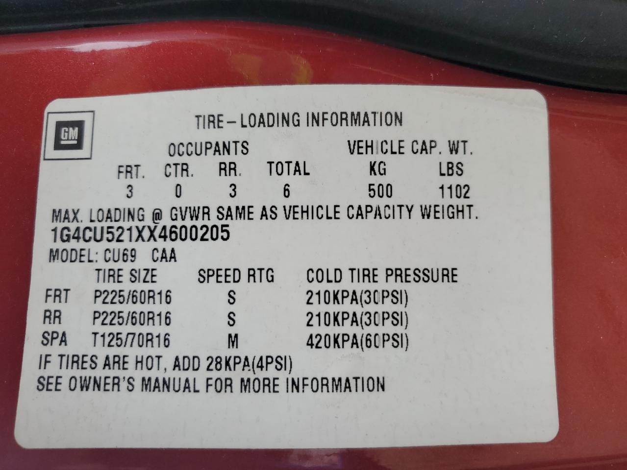 1999 Buick Park Avenue Ultra VIN: 1G4CU521XX4600205 Lot: 84637775