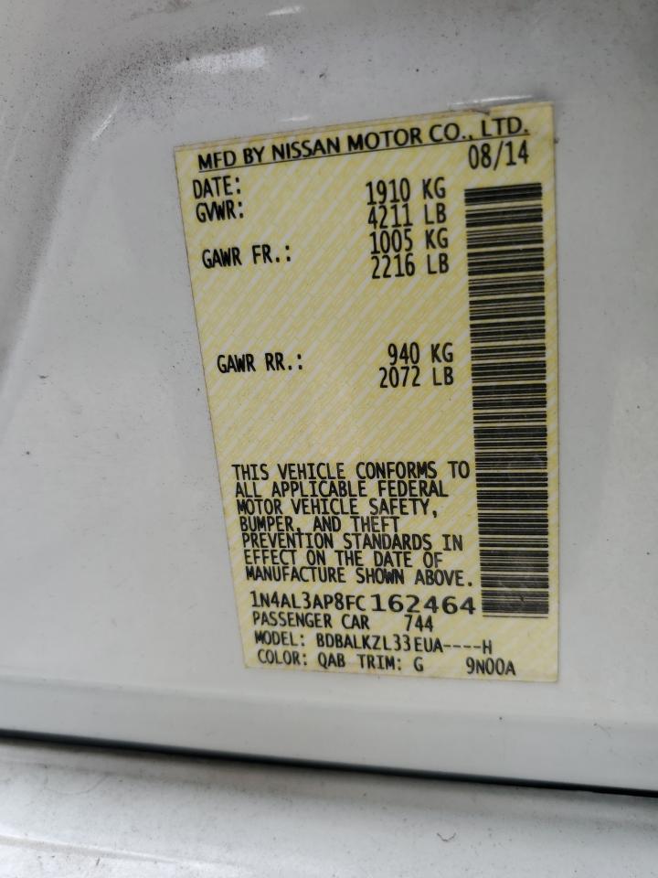 2015 Nissan Altima 2.5 VIN: 1N4AL3AP8FC162464 Lot: 85912285