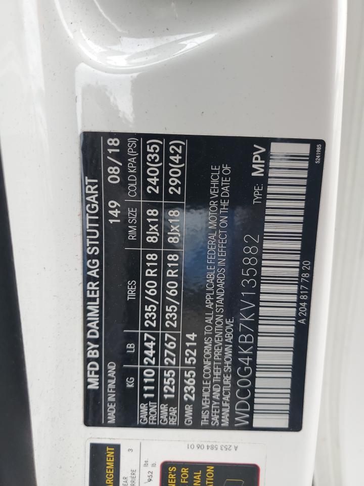 2019 Mercedes-Benz Glc 300 4Matic VIN: WDC0G4KB7KV135882 Lot: 86495265