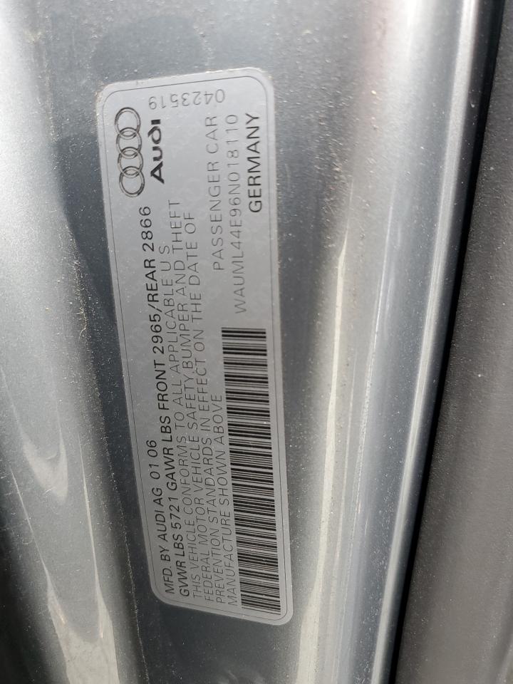 2006 Audi A8 L Quattro VIN: WAUML44E96N018110 Lot: 84478725