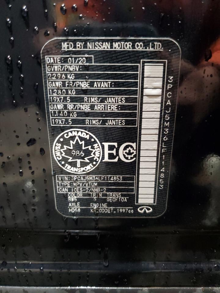 2020 Infiniti Qx50 Pure VIN: 3PCAJ5M36LF114853 Lot: 81601175