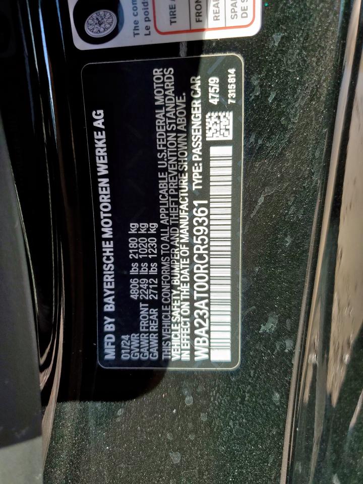 2024 BMW 430I VIN: WBA23AT00RCR59361 Lot: 91030895