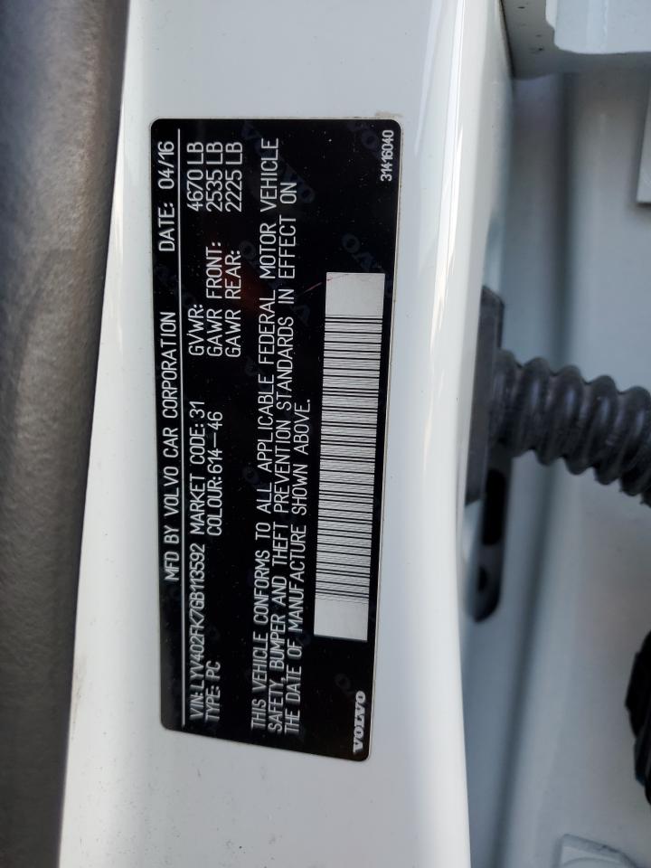 2016 Volvo S60 Premier VIN: LYV402FK7GB113592 Lot: 82601075