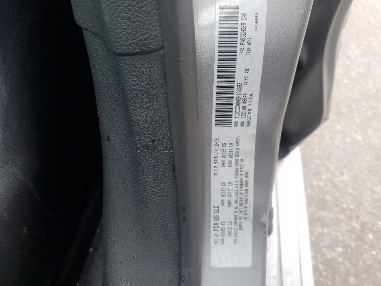 2016 Chrysler 200 Limited VIN: 1C3CCCAB4GN166593 Lot: 85833655