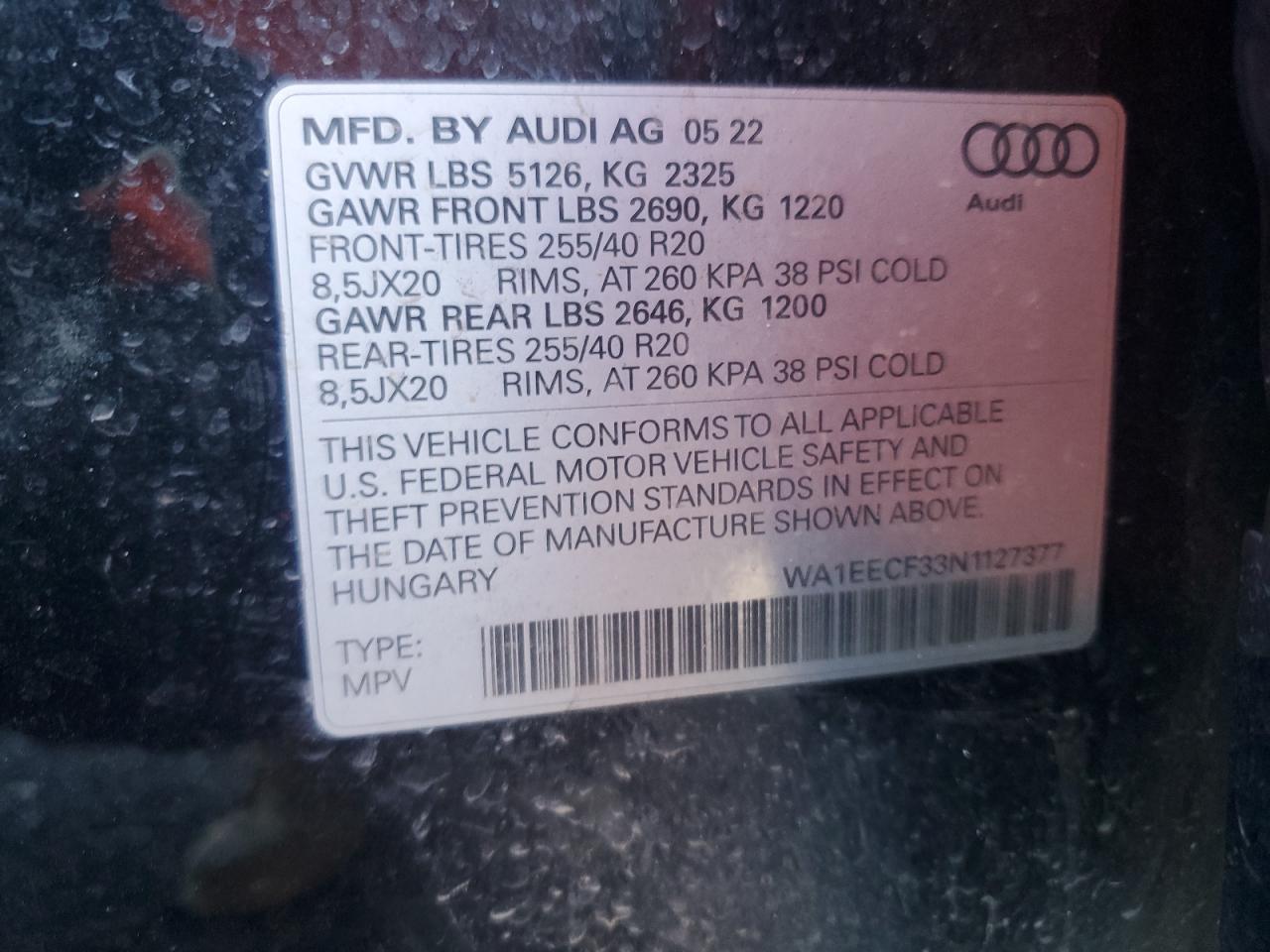 2022 Audi Q3 Premium Plus S Line 45 VIN: WA1EECF33N1127377 Lot: 90282895