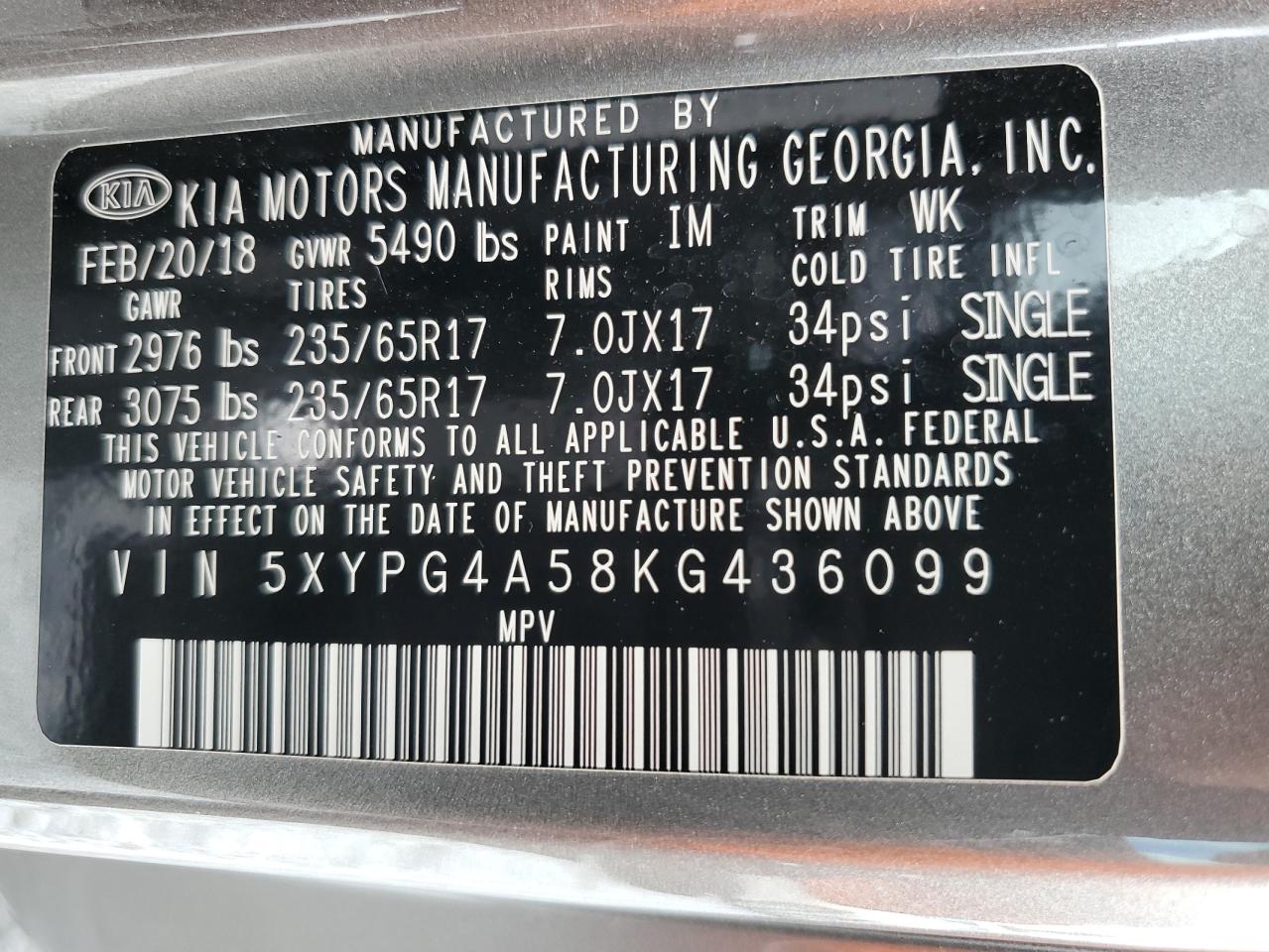 2019 Kia Sorento Lx VIN: 5XYPG4A58KG436099 Lot: 82329705