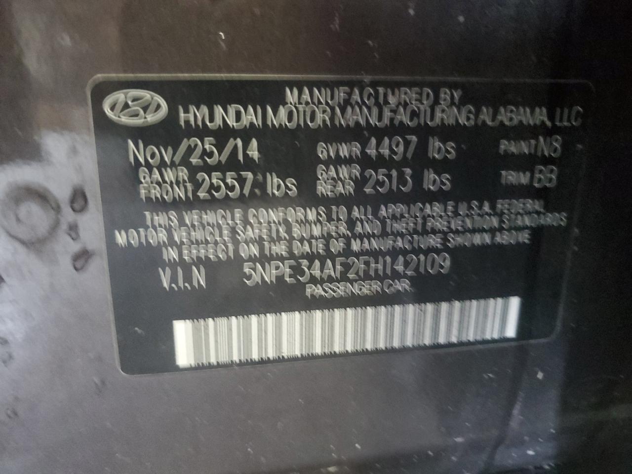 2015 Hyundai Sonata Sport VIN: 5NPE34AF2FH142109 Lot: 82195605