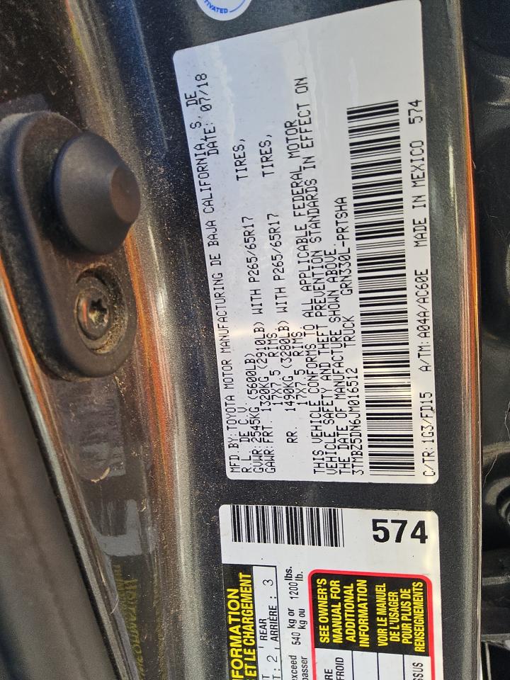 2018 Toyota Tacoma Double Cab VIN: 3TMBZ5DN6JM016512 Lot: 90423055