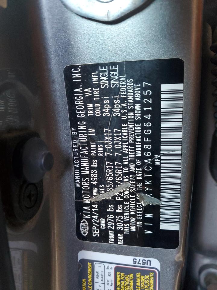 2015 Kia Sorento Lx VIN: 5XYKTCA68FG641257 Lot: 82212515