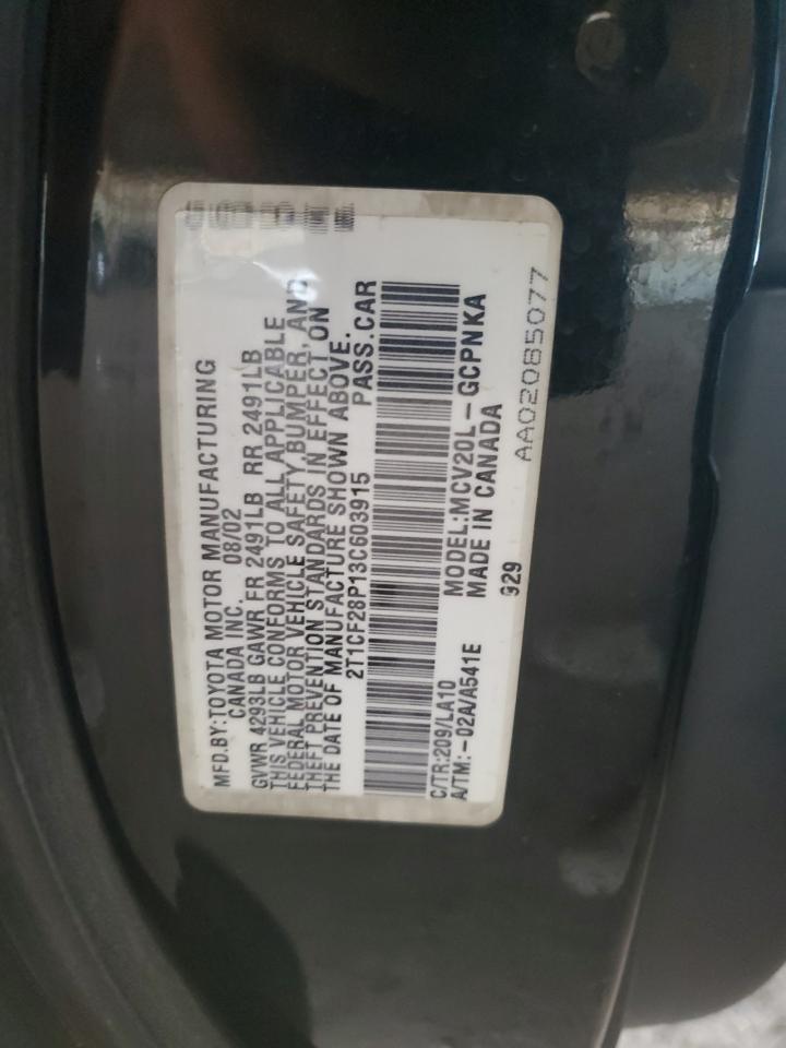 2003 Toyota Camry Solara Se VIN: 2T1CF28P13C603915 Lot: 84609865