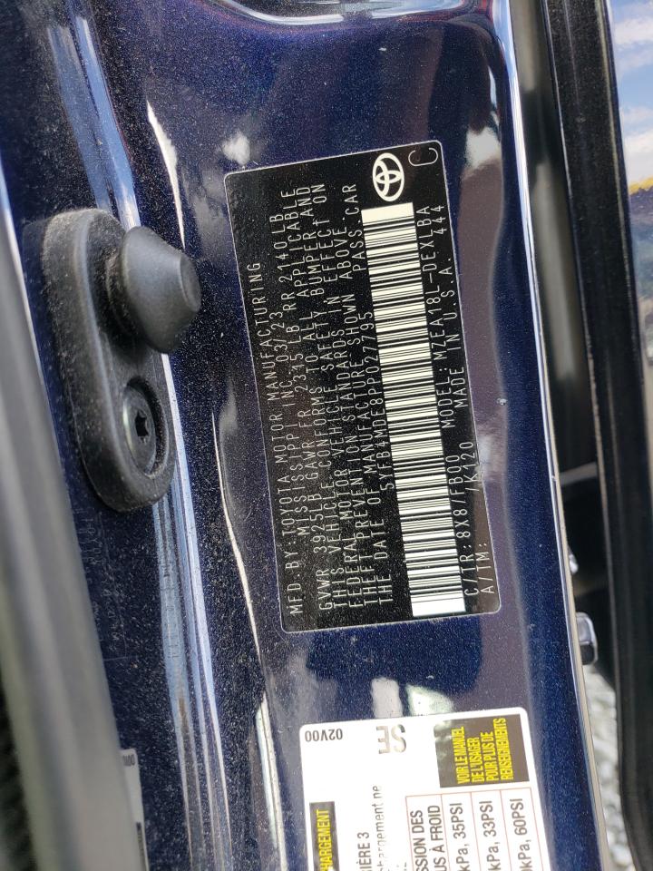 2023 Toyota Corolla Le VIN: 5YFB4MDE8PP027795 Lot: 82190505