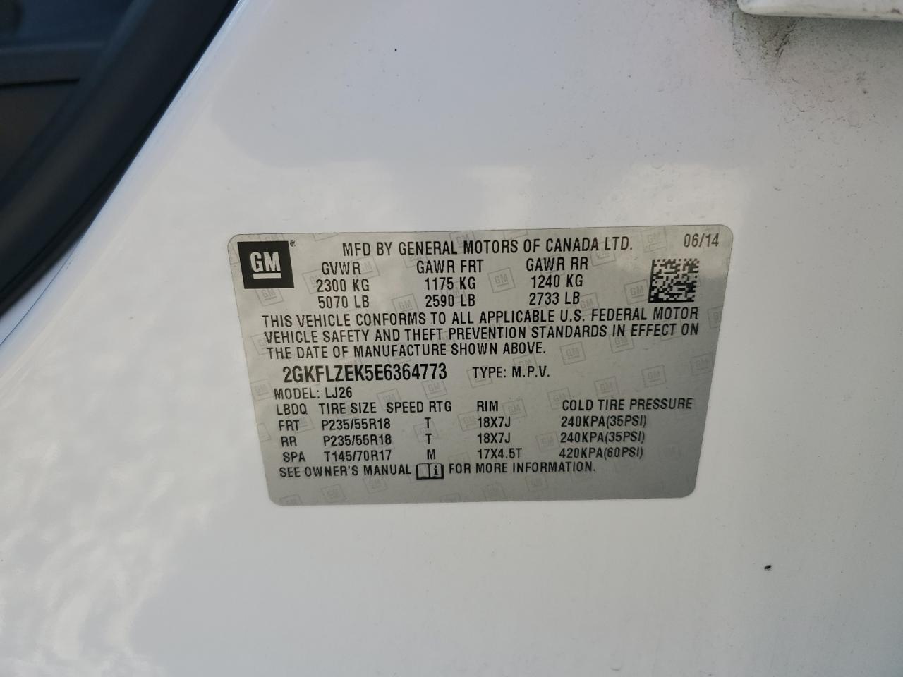 2014 GMC Terrain Denali VIN: 2GKFLZEK5E6364773 Lot: 84739175