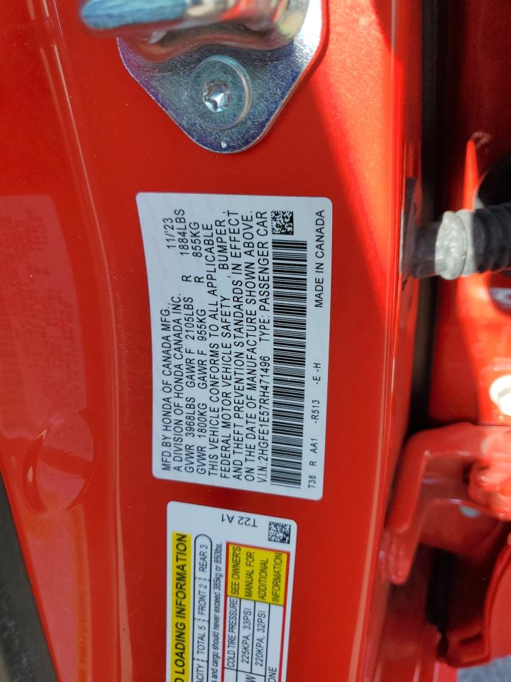 2024 Honda Civic Si VIN: 2HGFE1E57RH471496 Lot: 85725355