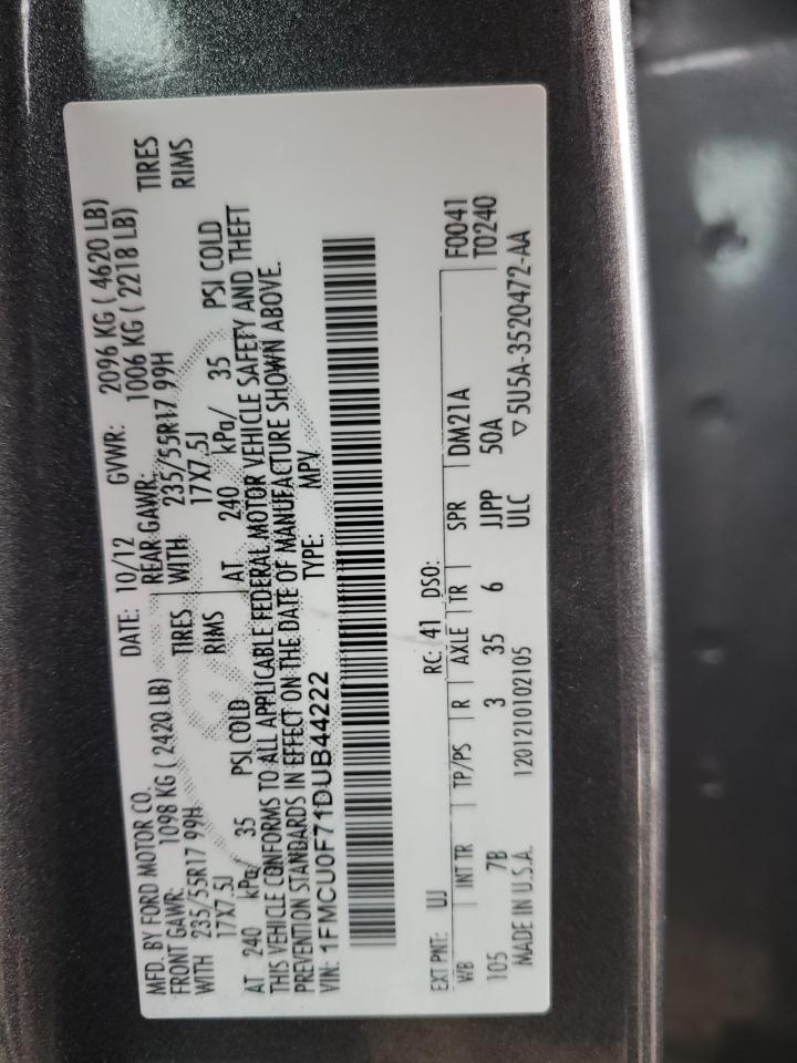 2013 Ford Escape S VIN: 1FMCU0F71DUB44222 Lot: 86854185