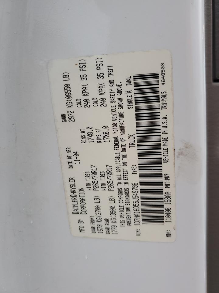 2005 Dodge Ram 1500 St VIN: 1D7HA16D55J549796 Lot: 89902565