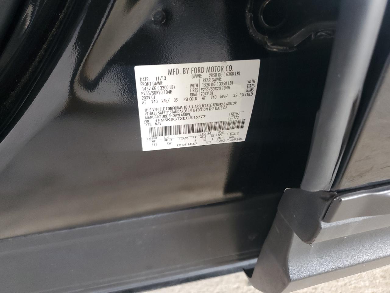 2014 Ford Explorer Sport VIN: 1FM5K8GTXEGB15777 Lot: 90260155