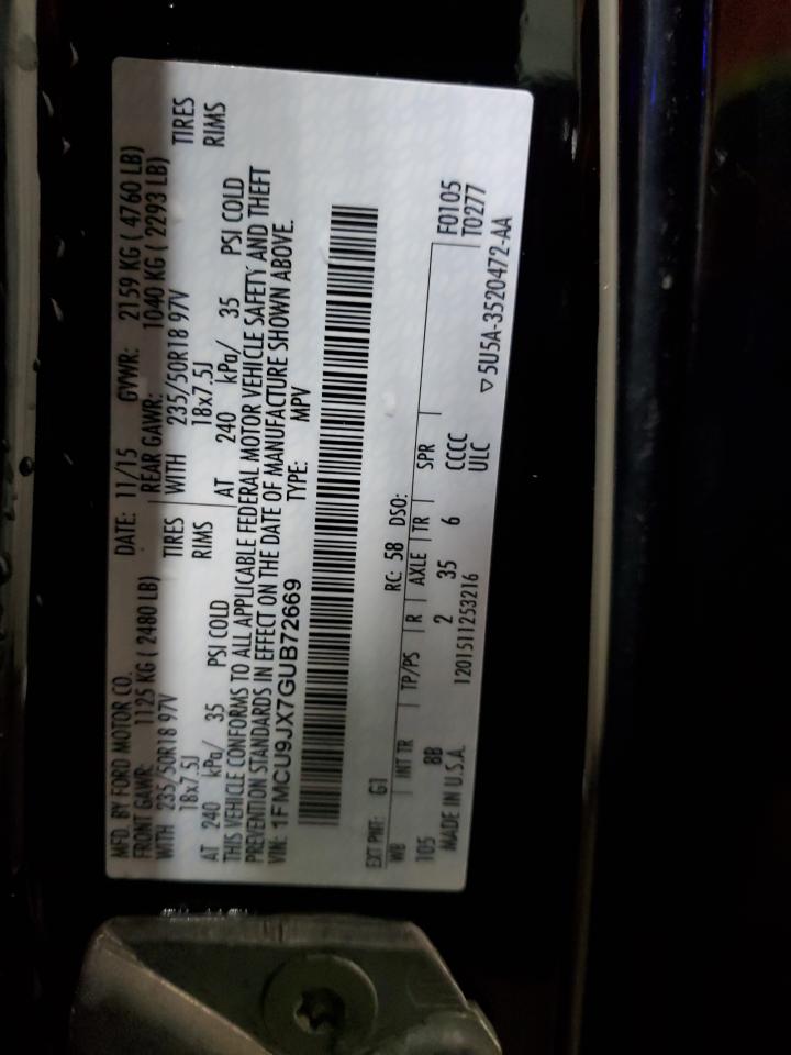 2016 Ford Escape Titanium VIN: 1FMCU9JX7GUB72669 Lot: 90057755