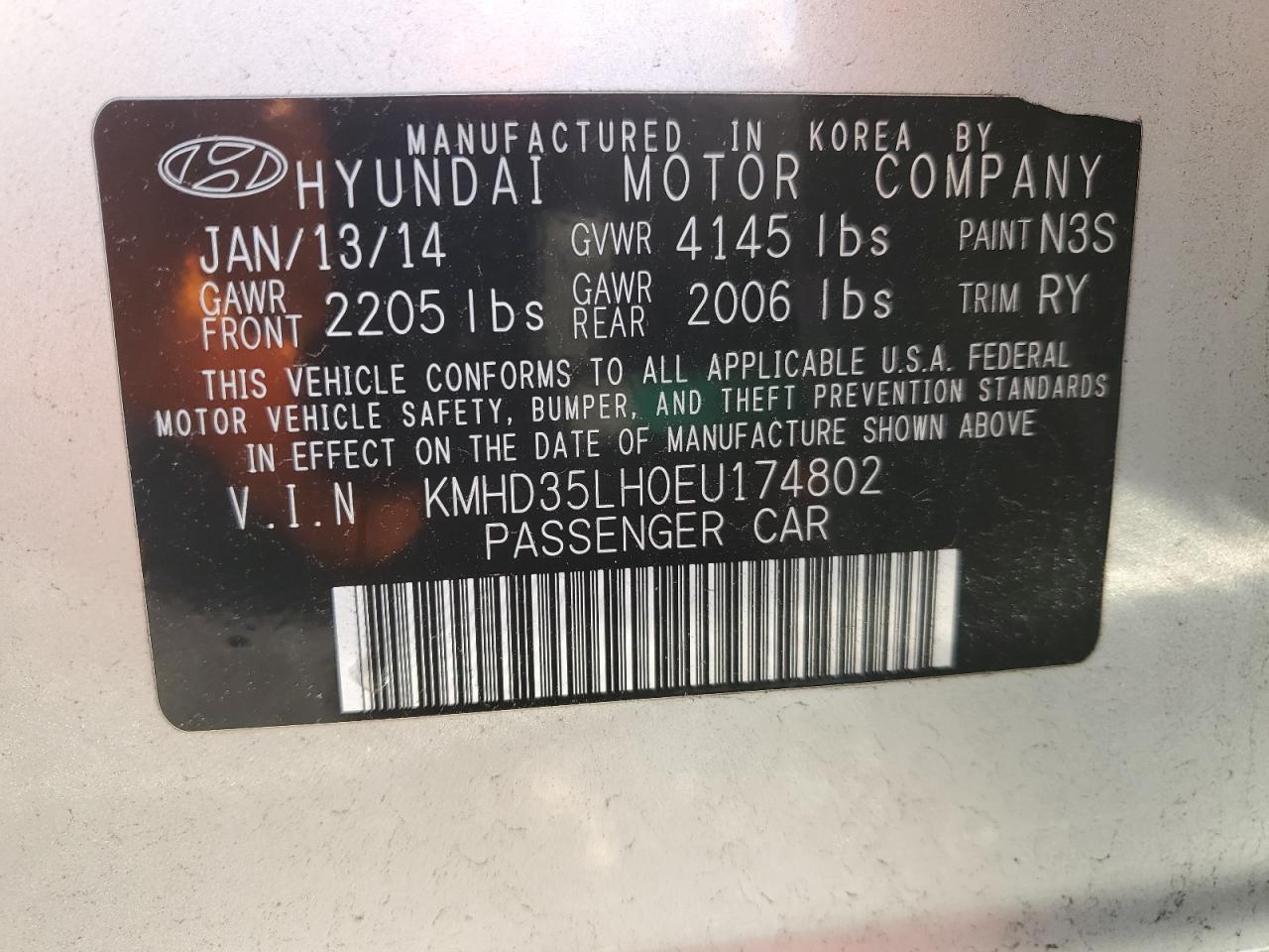 2014 Hyundai Elantra Gt VIN: KMHD35LH0EU174802 Lot: 86516445