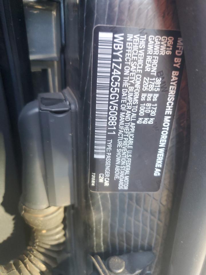 2016 BMW I3 Rex VIN: WBY1Z4C55GV508811 Lot: 85201905