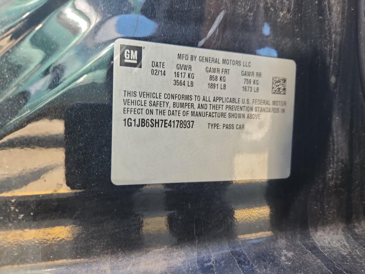 2014 Chevrolet Sonic Ls VIN: 1G1JB6SH7E4178937 Lot: 82274465