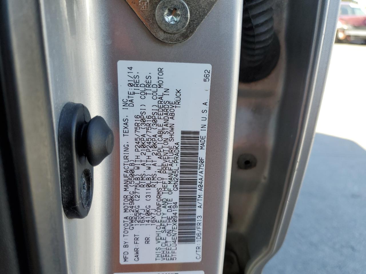 2014 Toyota Tacoma Double Cab VIN: 5TFLU4EN7EX094194 Lot: 84897655