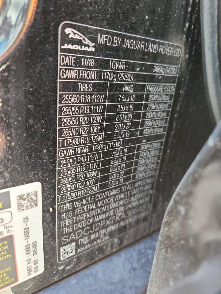 2019 Jaguar F-Pace Premium VIN: SADCJ2FX7KA395483 Lot: 82499935