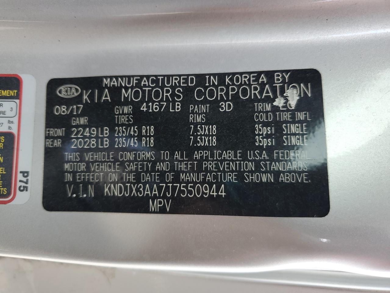 2018 Kia Soul ! VIN: KNDJX3AA7J7550944 Lot: 85668195