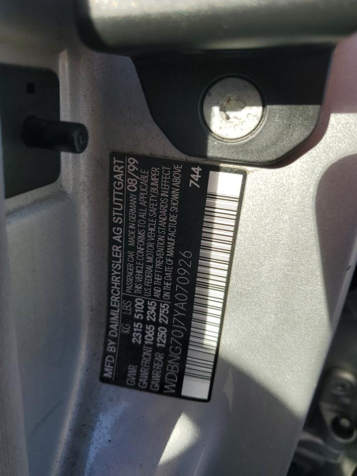 2000 Mercedes-Benz S 430 VIN: WDBNG70J7YA070926 Lot: 84730935