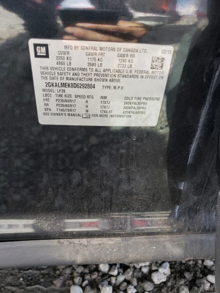 2013 GMC Terrain Sle VIN: 2GKALMEK8D6292804 Lot: 85120125